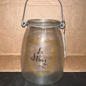 Rae Dunn Glass Lantern with Gold Shield